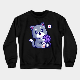 Cute Cat Playing Yarn Ball Cartoon Crewneck Sweatshirt